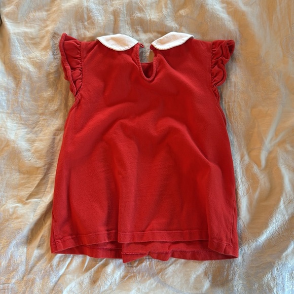 Girls Janie and Jack Red Top with White Pearl Collar size 6 - Picture 3 of 3
